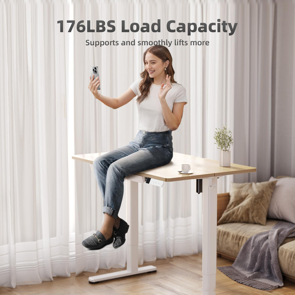 Electric Standing Desk 48 x 24 Inch with Drawer Natural