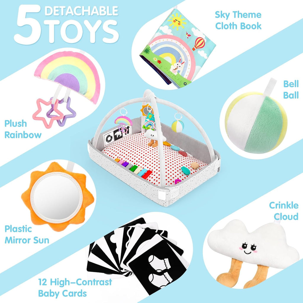 Play Gym Mat Tummy Time Mat with 5 Detachable Items Baby Essentials