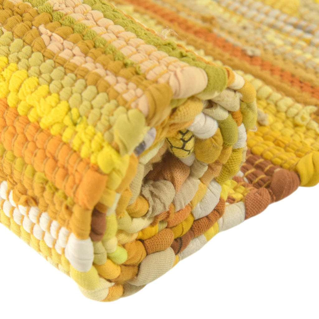 Chindi Cotton Collection Rug - 6 Ft Runner Yellow Flatweave Rug Perfect s, Entryways