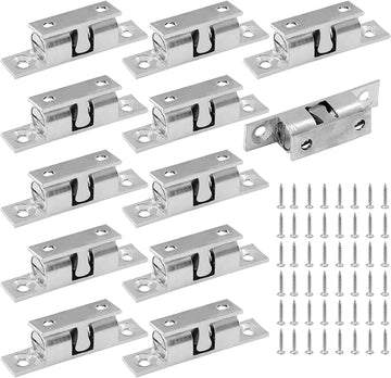 12Pcs 2"/ 50mm Double Ball Tension Roller Catch Latch, Solid Brass Hardware Fitting with Screws & Furniture Door