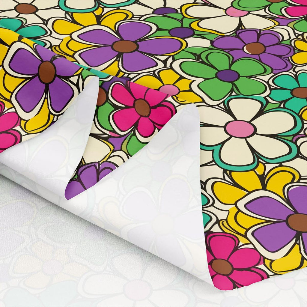 Retro Hippie Flower Flannel Fabric by The Yard 60s 70s Groovy Upholstery Fabric for Sofa Chair Cushion Vintage Boho