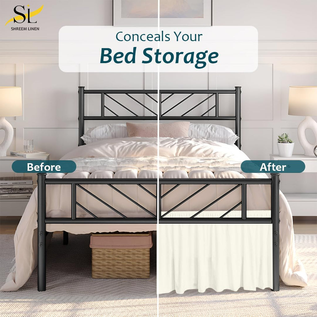 Ruffled Bed Skirt with Split Corners, Gathered Style, 100% Microfiber, 12-Inch Drop, Dust Ruffle Bedskirt with