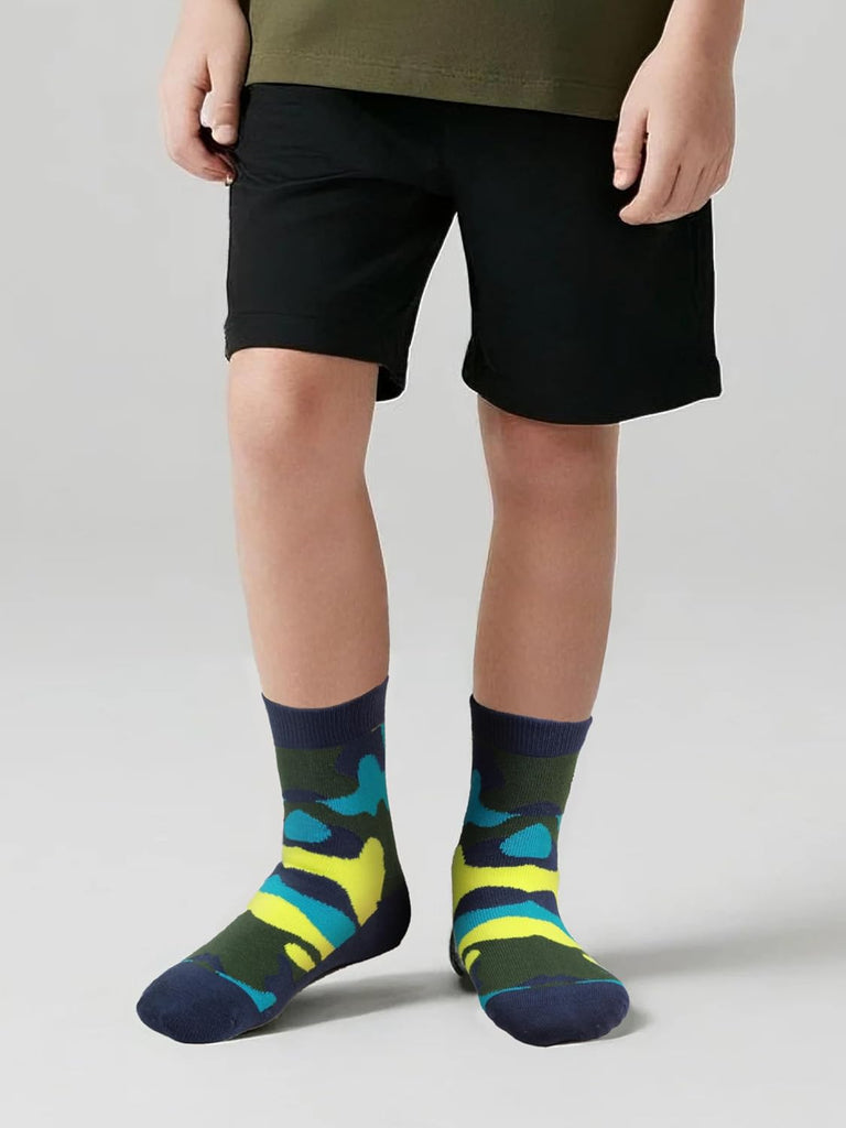 Kids Boys Crew Dress Socks Bright Colorful Pattern Design