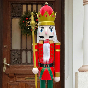 5 Feet Tall Life Size Large Christmas Wooden Nutcracker King Red and Green BK3