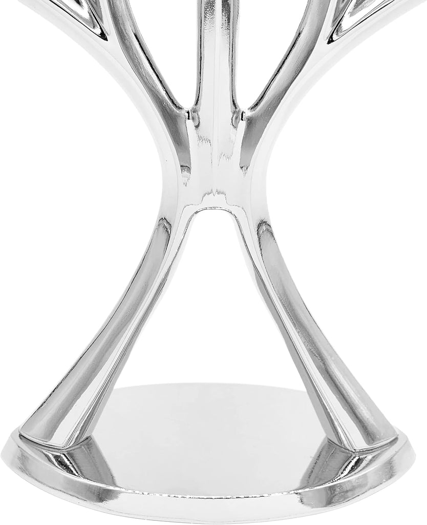 Silver Contemporary Hanukkah , Full-Size 9" Inch Polished, Non-tarnishing, Holds Most Hanukkah Candles