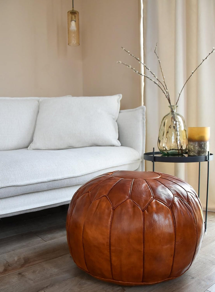 Premium Ottoman Pouf Cover, Ottoman Footstool Hassock 100% Real Natural Leather Pouf, Home Gifts, Wedding Gifts, Foot