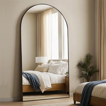 Large Arched Full Length Mirror, 83"x44" Oversized Full Body Mirror with Stand, Floor Mirror Long Free Standing