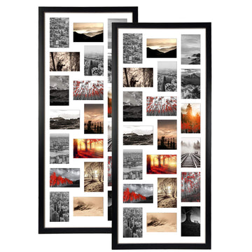 20 Opening 4x6 Collage Picture Frame Set of 2, 18.1x41.3 inches Black Multiple Frames Display 4 by 6 inch Photos with