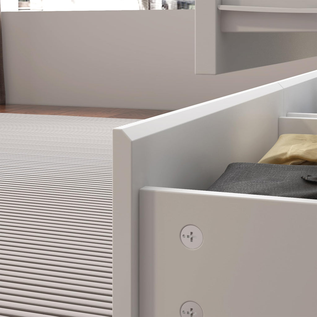 9 Drawer with Deep Drawers, Large Floor Wood Dressers & Chest of Drawers Handle Free, Modern White Long Dressers for
