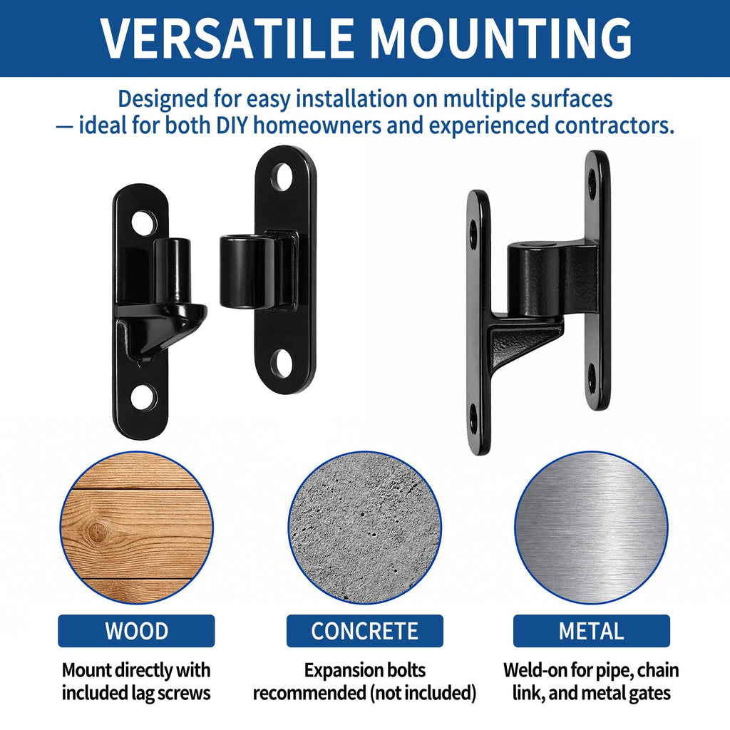 Heavy Duty Gate Hinges, 4 Pack, 5/8" Pin, 304 SS, Screws Included