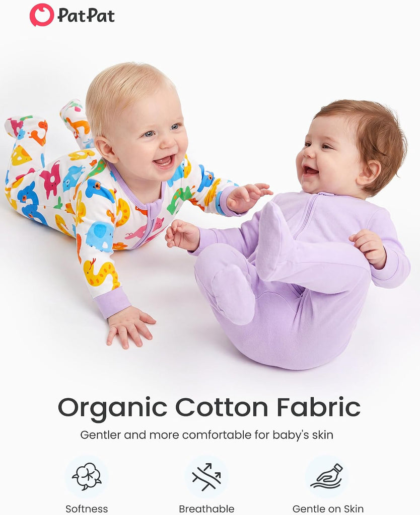 Cotton Baby Footie Pajamas, Baby Sleepers for Boys & Girls