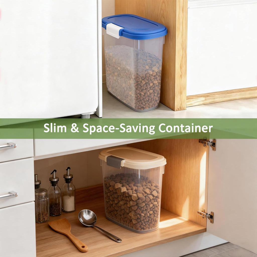 Airtight Dog Cat Pet Food Storage Container 10 Lbs, Slim Tall Dry Food Bin