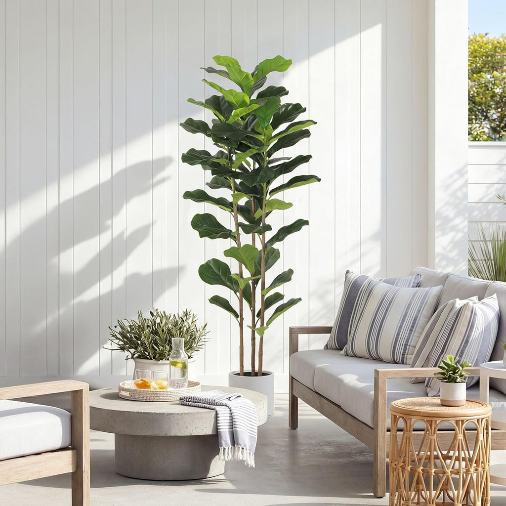 Artificial Fiddle Leaf Fig Tree 5FT Faux Fiddle Leaves Fig Tree Artificial Plants in Pot Outdoor Fake Tree Plants