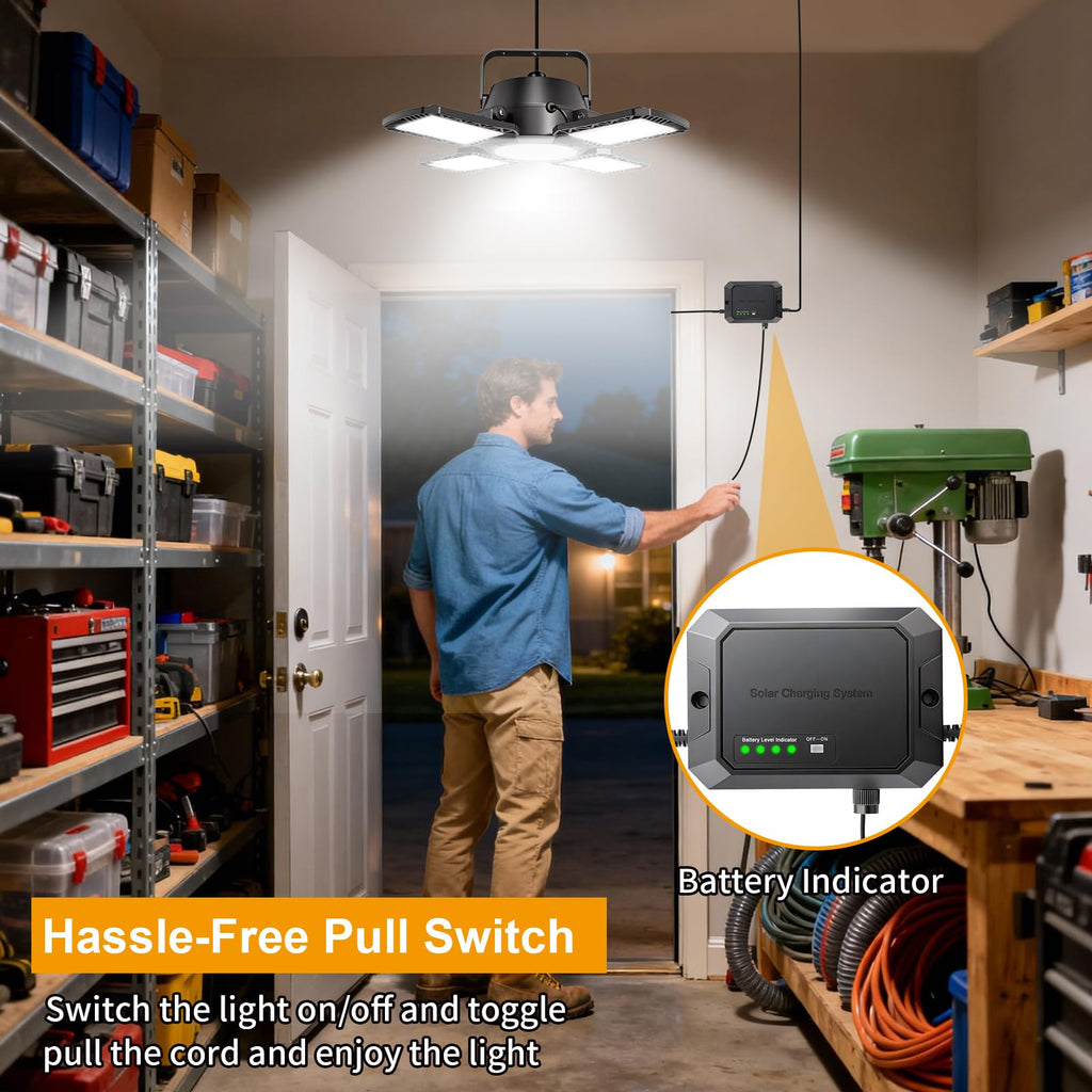 Solar Shed Light Indoor Outdoor 172 LED Pendant Light with Pull Switch