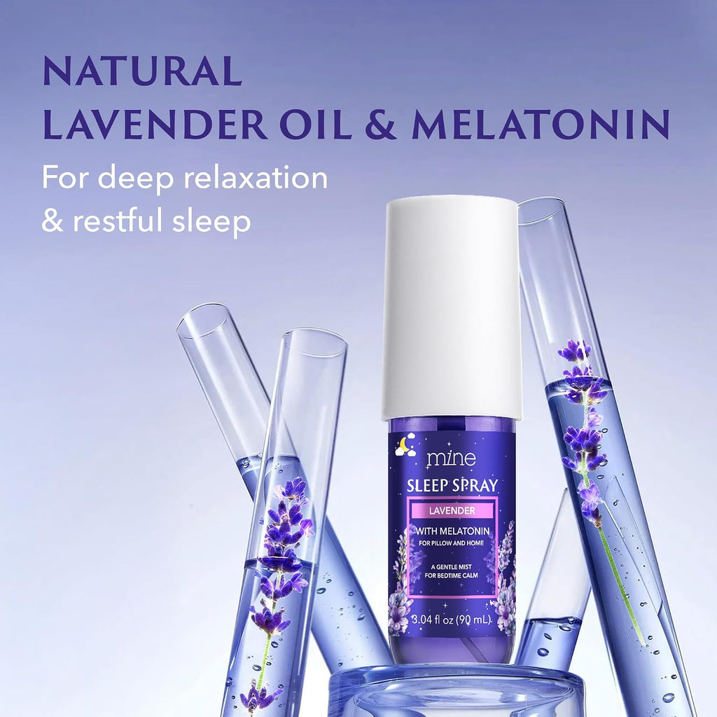 Lavender Sleep Spray with Melatonin - Natural Pillow Mist for Deep Sleep - Calming Lavender Linen Bed Spray - Set of 304