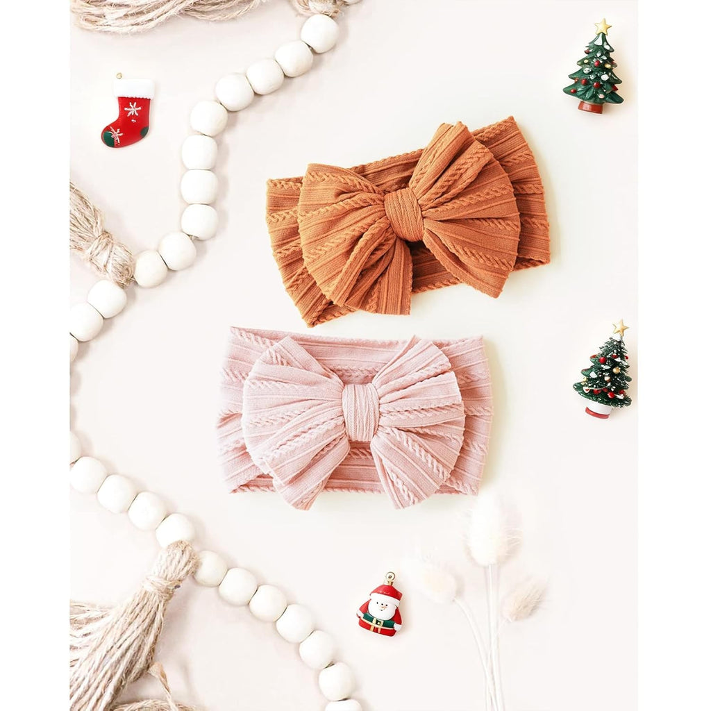 6 Pack Baby Girl Headbands with Bows, Soft Stretchy Nylon Bands