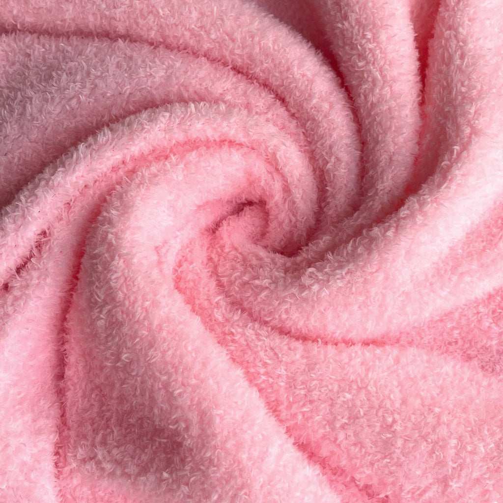 Pink Short Pile Faux Fur Plush Fabric, 63" Wide, 1 Yard