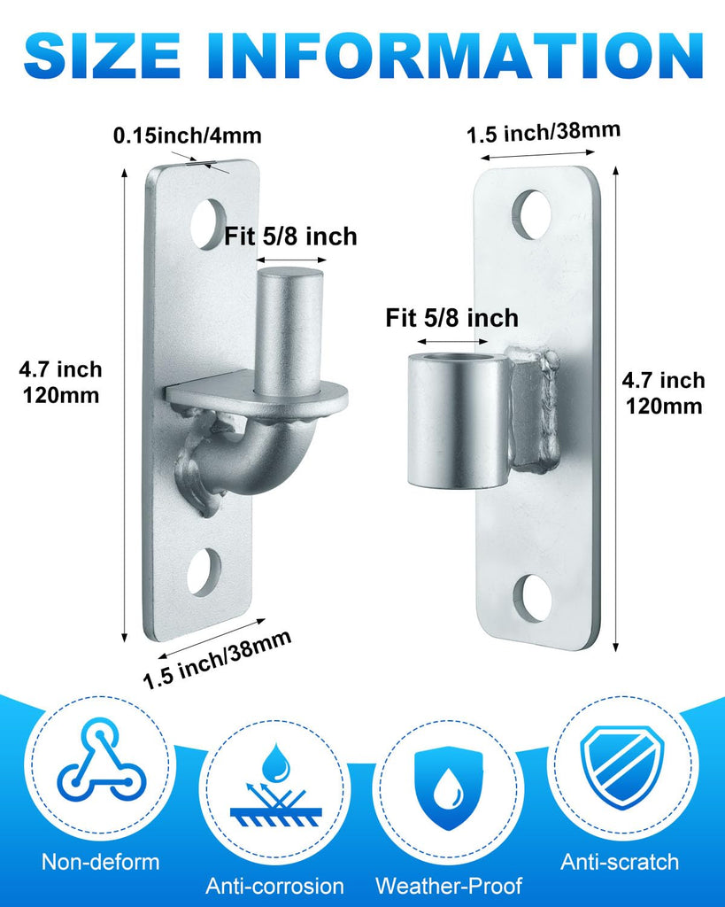4Set Wall Mount Gate Hinge 5/8" Pin & Hole, Heavy Duty Fence Hardware 8 Pcs
