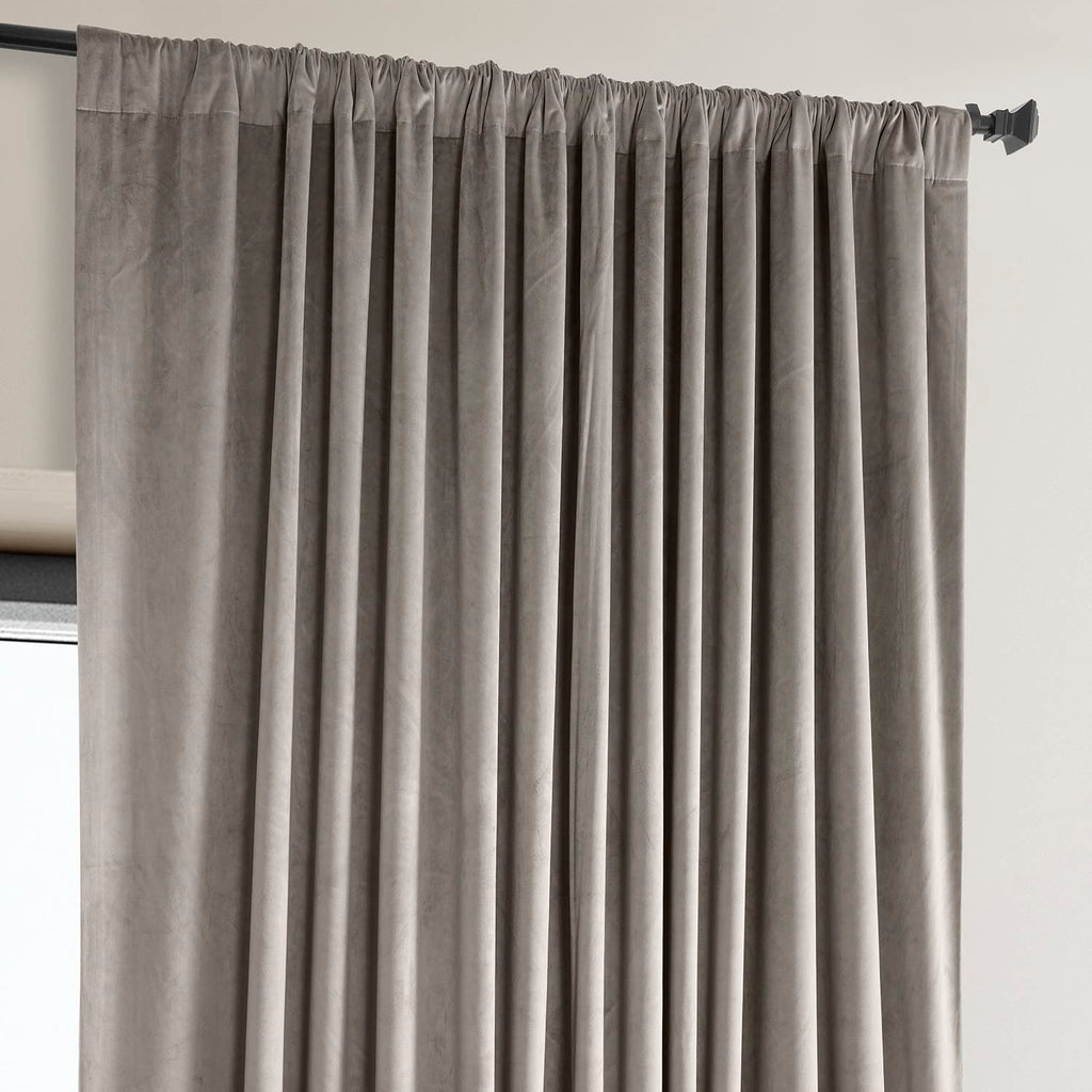 Plush Velvet Blackout Curtains (1 Panel) - 100W X 84L, Library Taupe