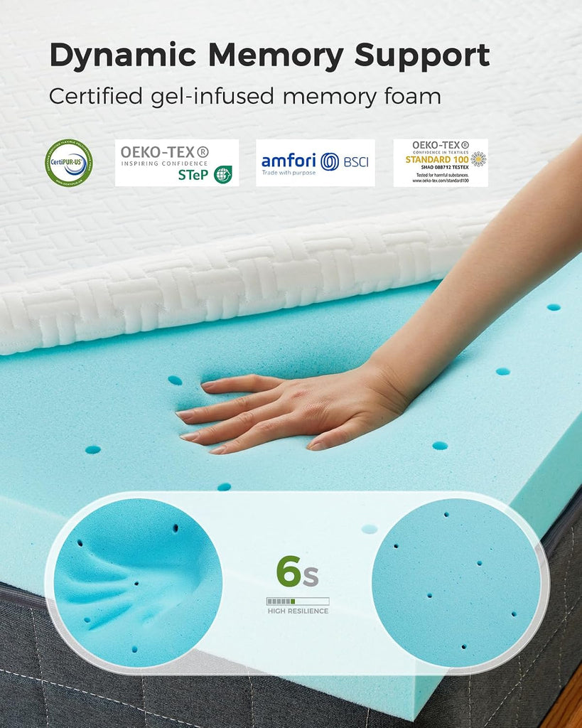 Queen Mattress Topper - 3 Inch Cooling Memory Foam Mattress Pad Made with CertiPUR-US Certified Foam, Bed Topper with