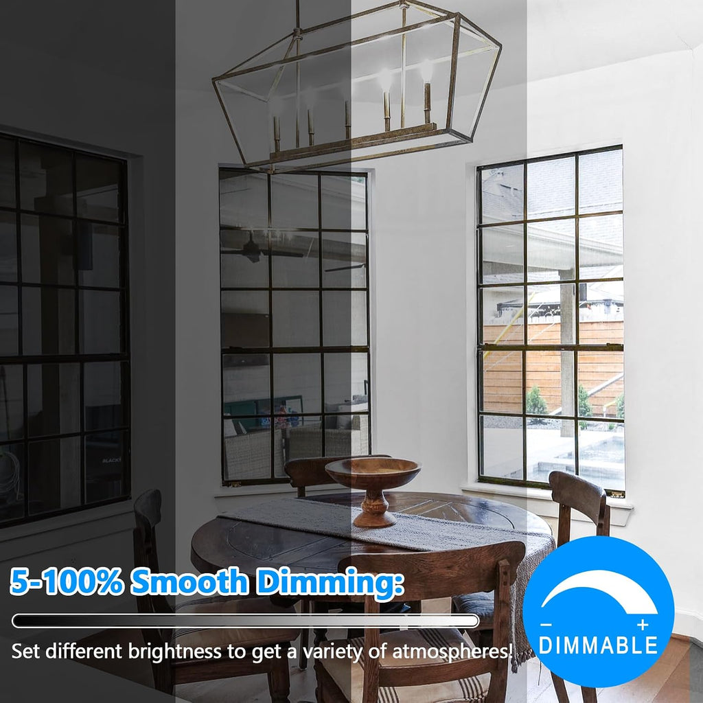 E12 Candelabra LED Light Bulbs 60 Watt Equivalent, 620 Lumen 6W C32 B11 Clear LED Filament Candle Bulbs, Dimmable