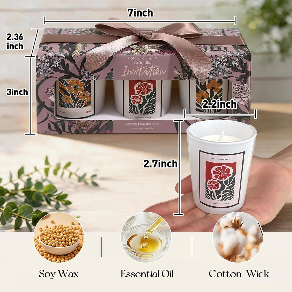 Scented Candle Gift Set, Aromatherapy Candles with Natural Soy Wax - Set of 3