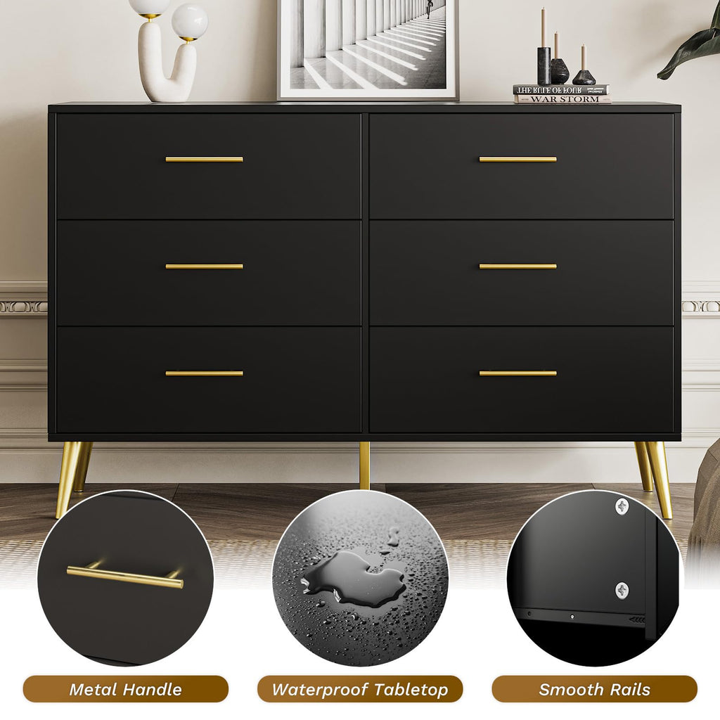 6 Drawer Dresser, Black