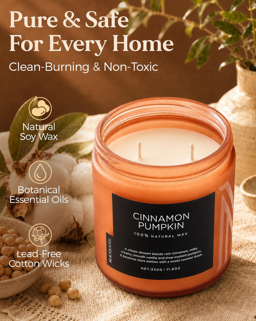 Scented Candles Cinnamon Pumpkin Non Toxic Fall Aromatherapy