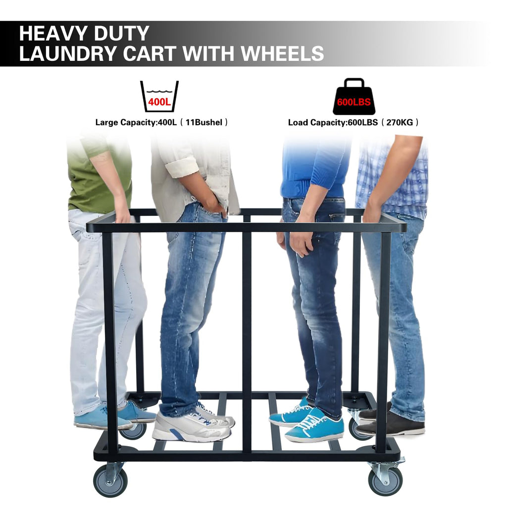 Commercial Laundry Cart with Wheels,400L Black