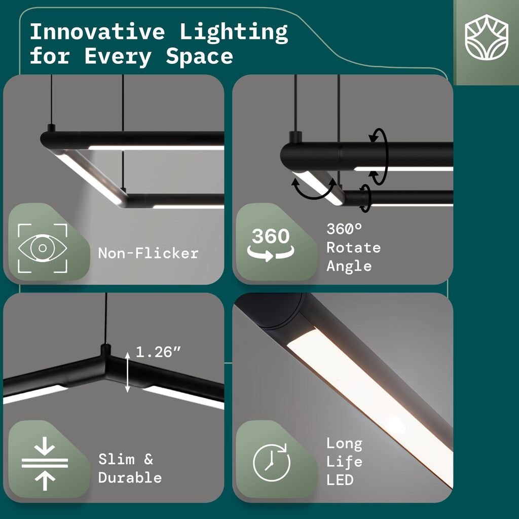 Professional LED Billiard & Pool Table Light, Non-Flickering & Evenly Distributed Light Source & Adjustable Height