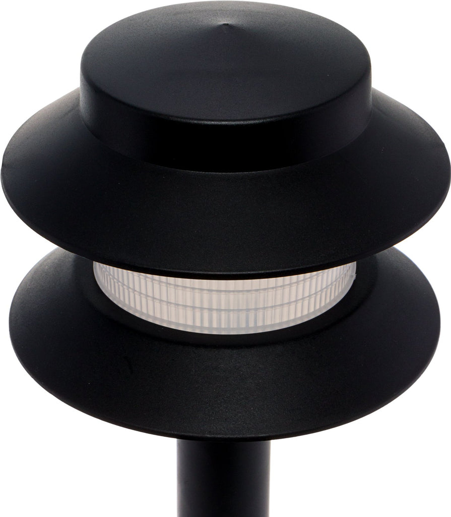 35 Lumen Modern 2-Tier Low Voltage Path Light - Outdoor 2.5 Watt Landscape Light (12 Pack, Black)