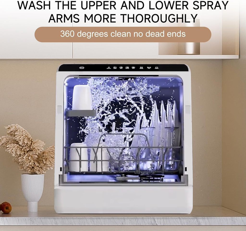 Portable Dishwasher Countertop, Countertop Dishwasher With Water Tank, Counter Top Dishwasher With 5 wash Programs