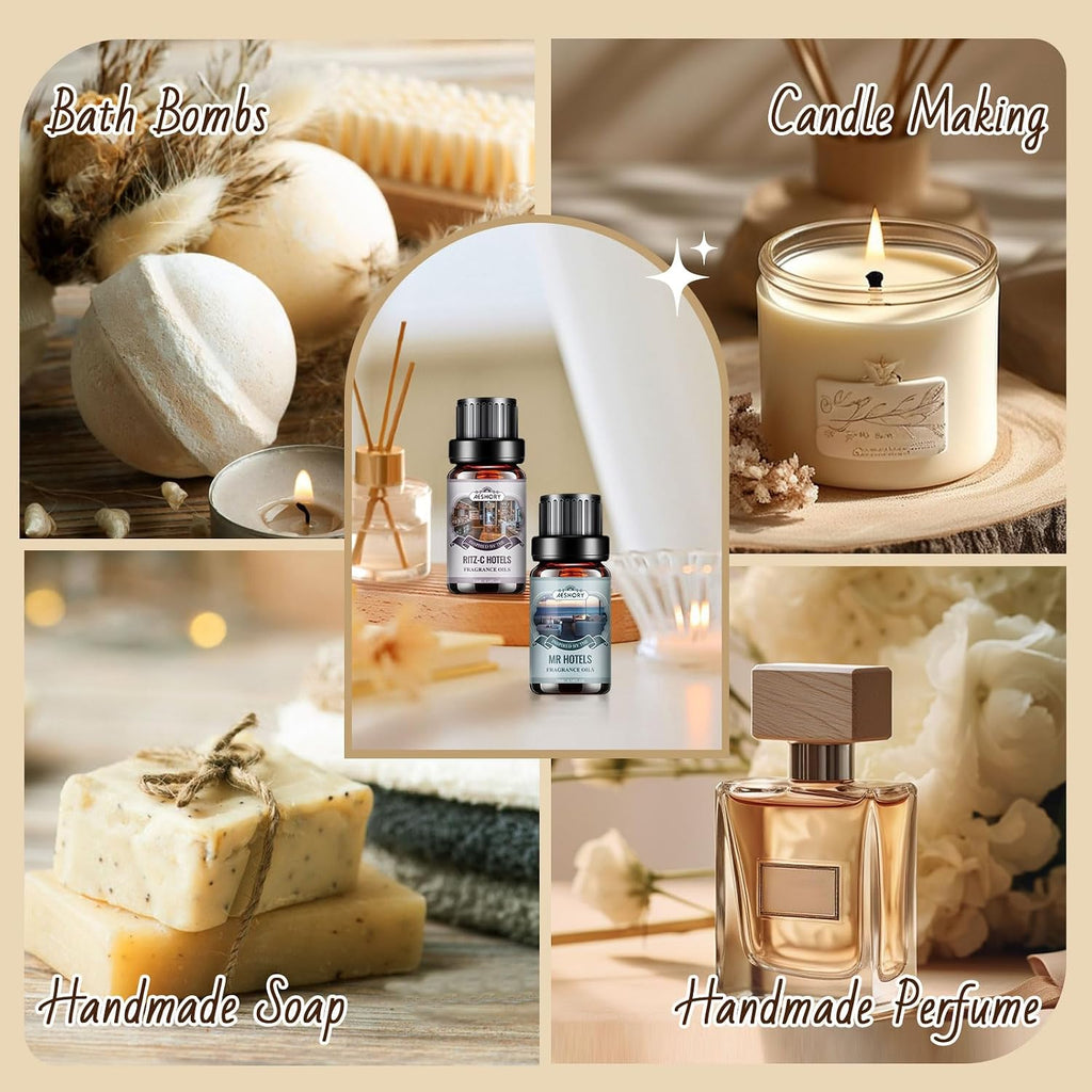 Hotel Diffuser Oils Gift Set - 6x10ML Luxury Fragrance Oil Blend, Hotel Scent Essential Oils Set for Diffuser - Set of 6