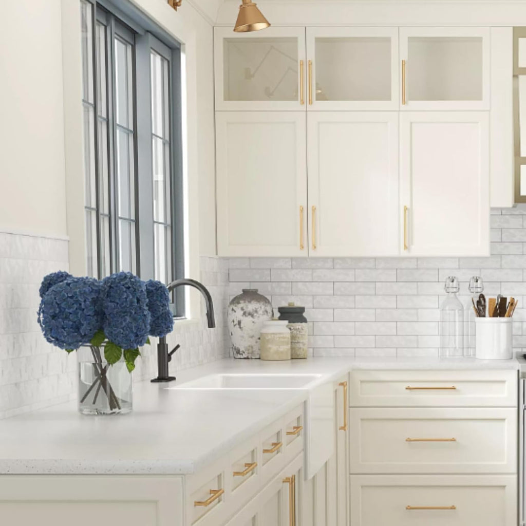 2.5x8 White Glossy Handmade Look Ceramic Wall Tile - Spanish Zellige Style Subway Tile Backsplash, Bathroom, and