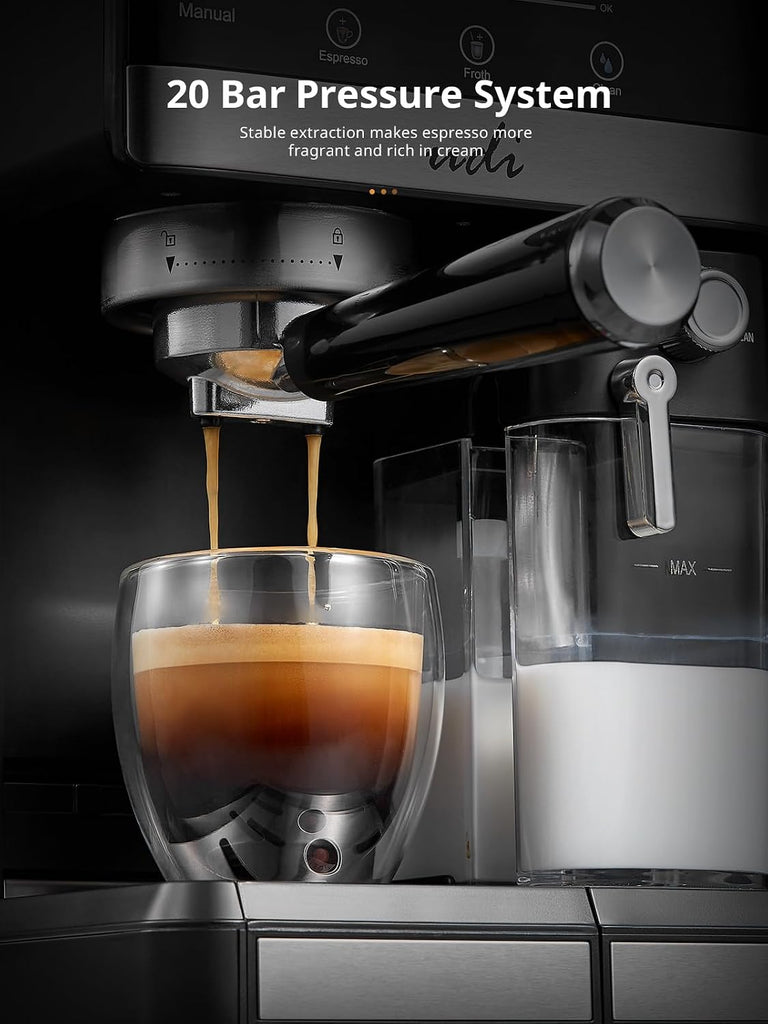 Espresso Machine, 20 Bar Automatic Cappuccino & Latte Coffee Maker | Auto or Manual Quick Brew Dual Boiler