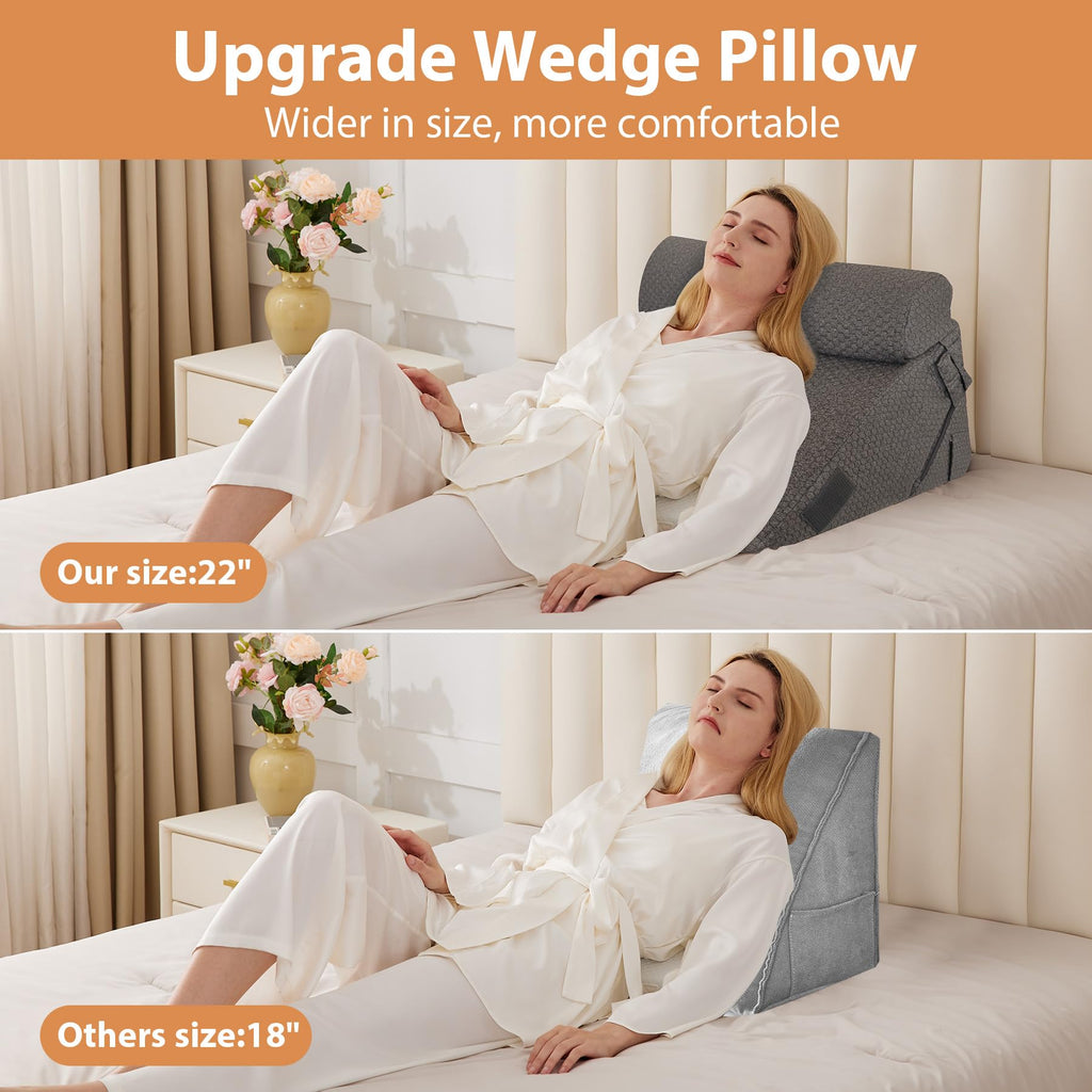 Orthopedic Bed Wedge Pillow Set 3Pcs, Adjustable Memory Foam, Pillow Wedge for Post Surgery, Back Pain Relief