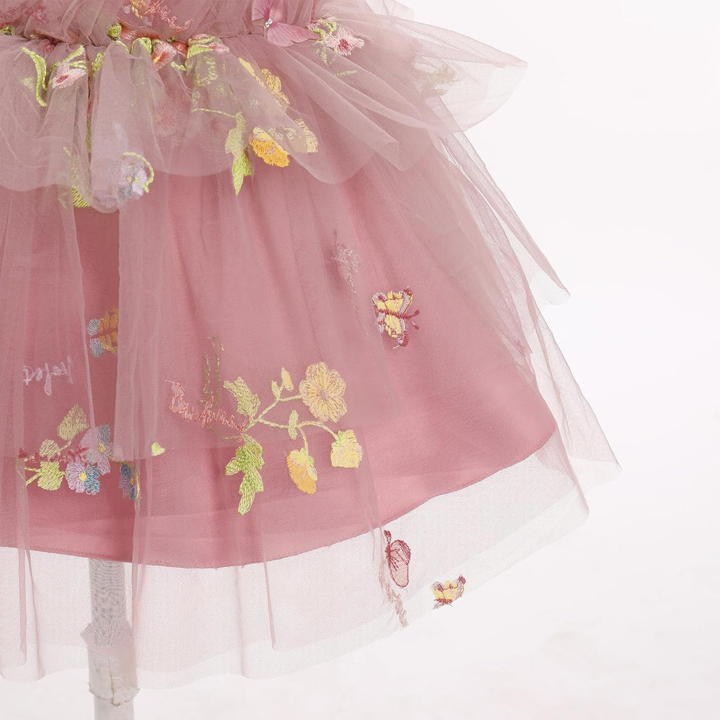 Toddler Girls Butterfly Birthday Dress Rainbow Tulle Formal Wedding Party Ruffle Tutu Dresses Photo Shoot