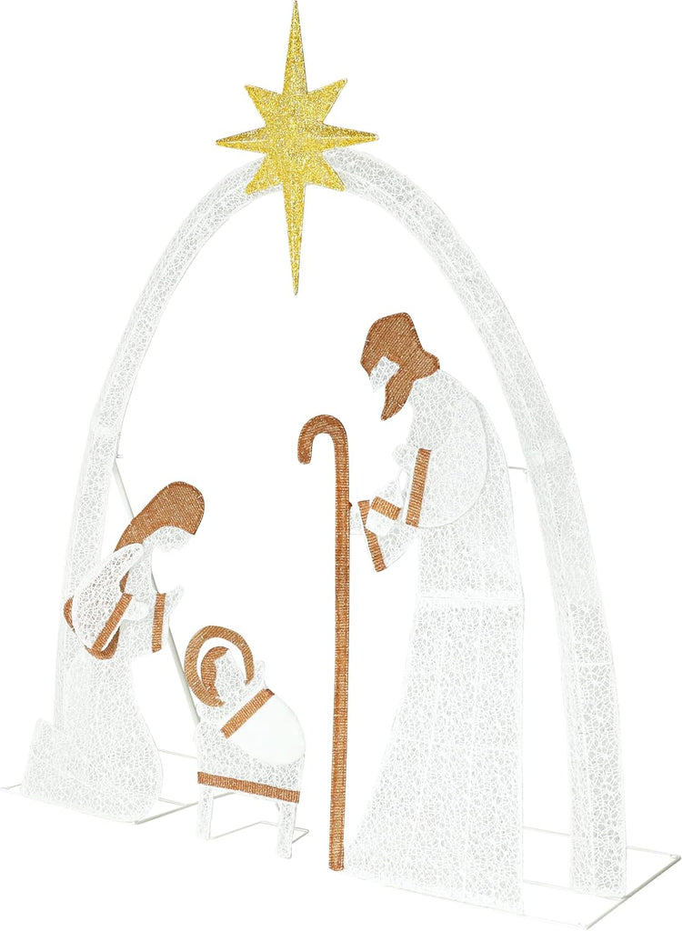 Lighted Nativity Scene Outdoor Christmas Yard Decoration Set, White