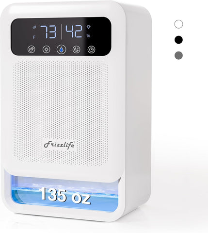 DH80 Air Dehumidifier, 135oz Water Tank W/Purifying Function, Quiet Small Dehumidifiers With Sleep Mode For Home