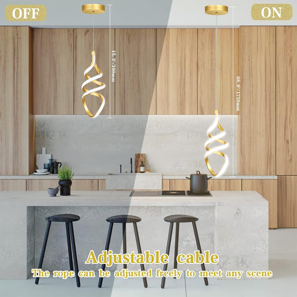 Pendant Lights,3 Pack Brushed Gold Pendant Lighting for Kitchen Island,LED Pendant Lights 3 Color Temperature,Modern