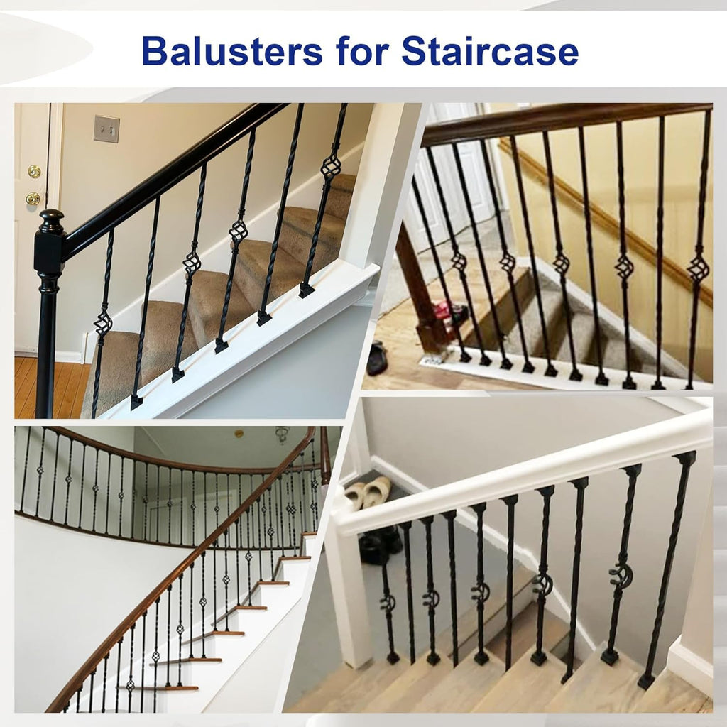 16-Pack Wrought Iron Stair Balusters, 44" Basket Twist Design