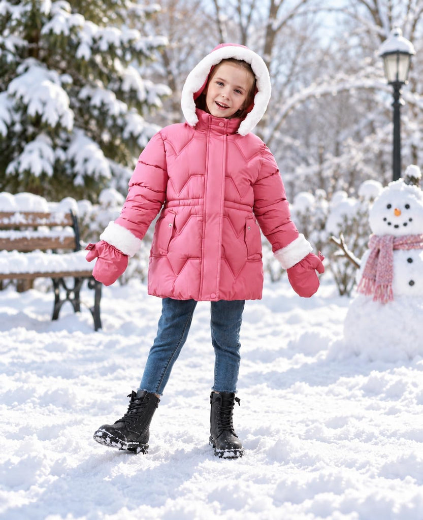 Toddler Girls Heavy Winter Coat, Waterproof Puffer Jacket Hood