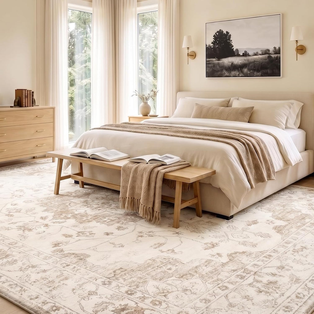 Washable Area Rug, Large Vintage Distressed Medallion Rugs