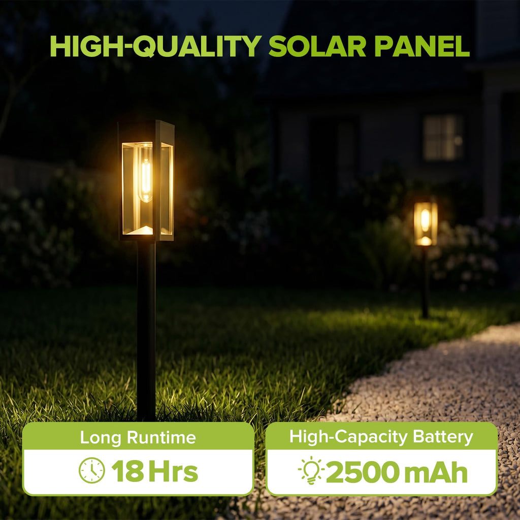 6 Packs Solar Pathway Lights Outdoor, Glass Metal Led Garden Landscape Lightings, 3000K Warm White, Waterproof