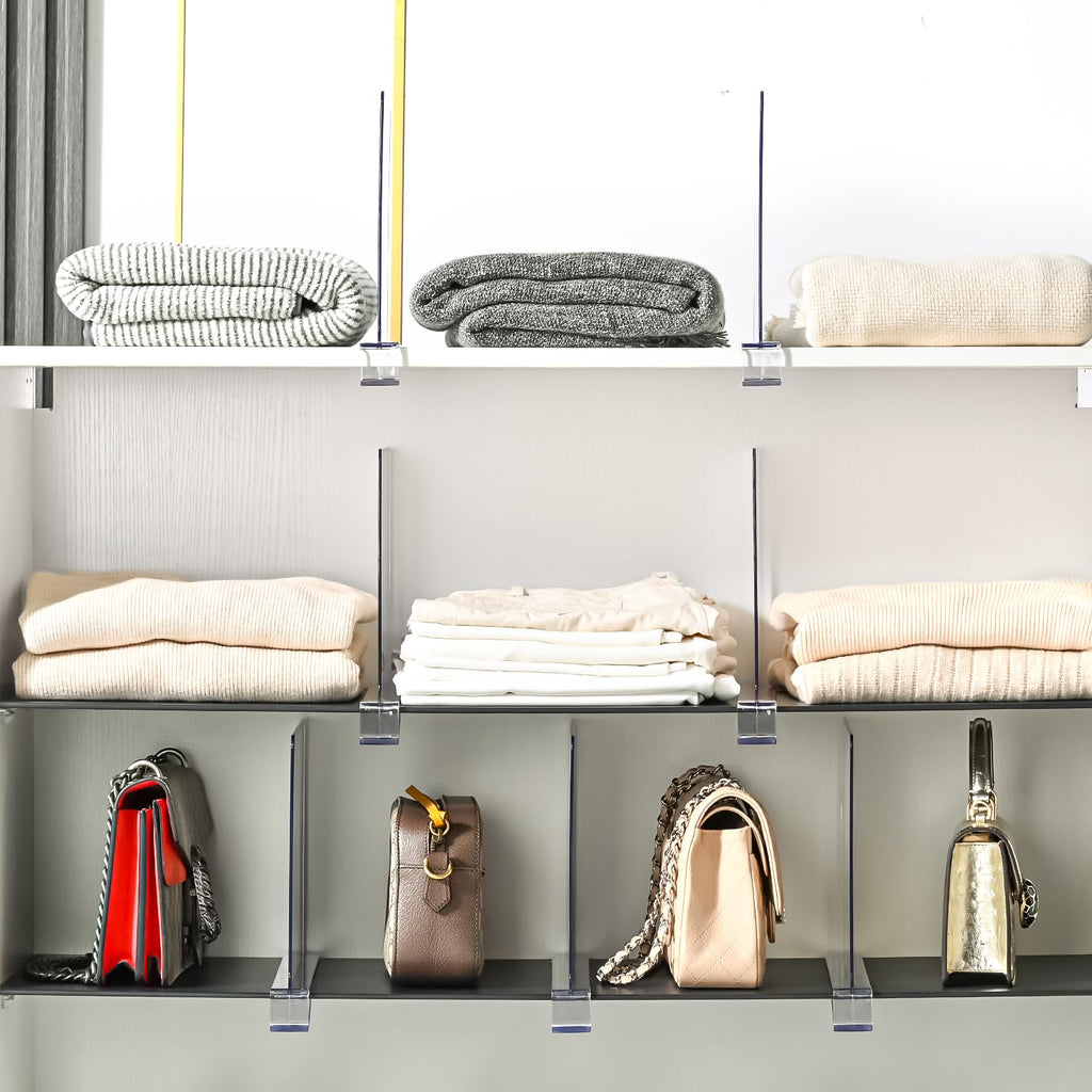 Shelf Dividers for Closet Organization,Clear Plastic Closet Shelf Dividers,Upgrade Height for Vertical Space,Shelf
