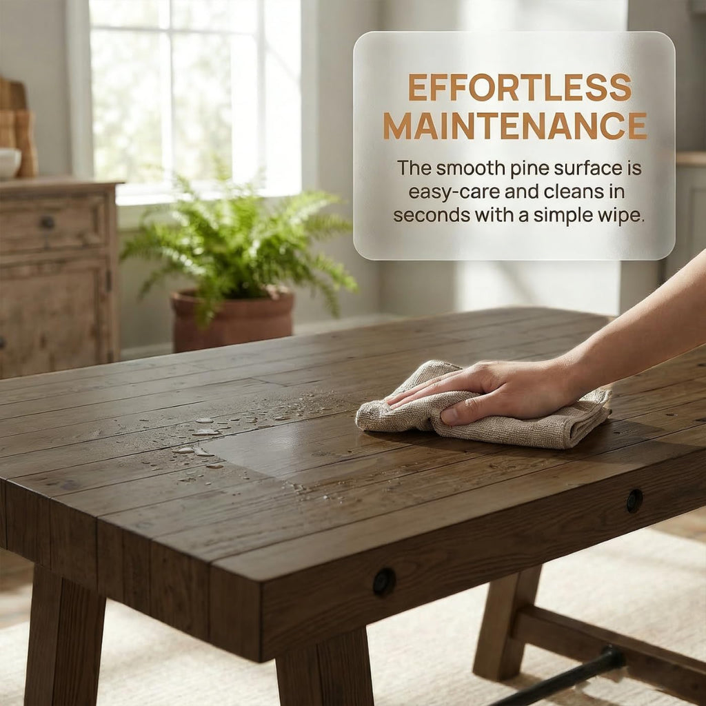 Rustic Farmhouse Dinning Table, Reclaimed Solid Wood Kitchen & Dining Room Table for 4-6 People, 59" Wooden