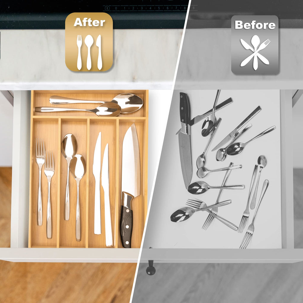 Silverware Organizer Kitchen Drawer Organizer Utensil Organizer Bamboo Silverware Holder Cutlery Organizer in Drawer