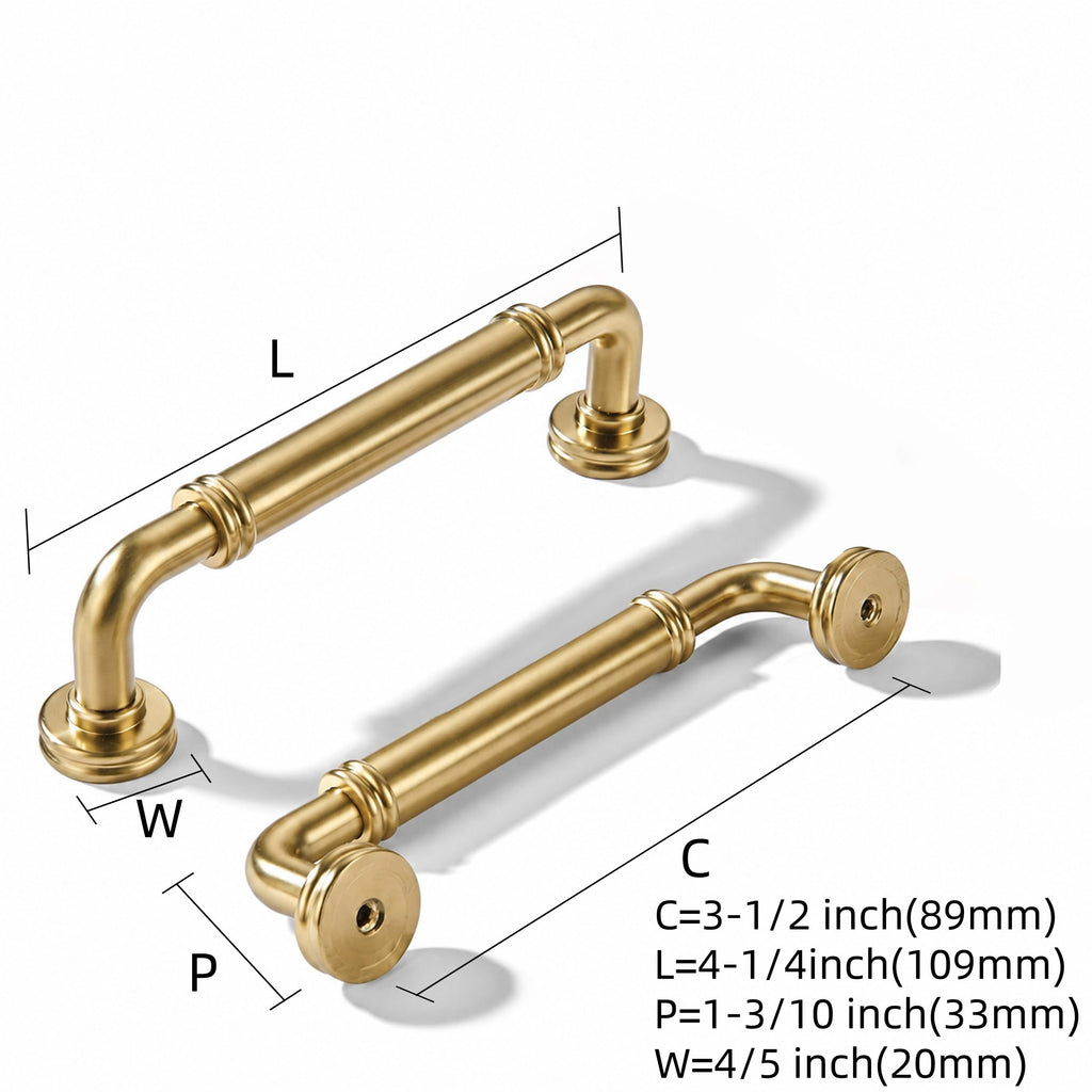 5 Pack 3-1/2 Inch Zinc Alloy Champagne Bronze Cabinet Pulls