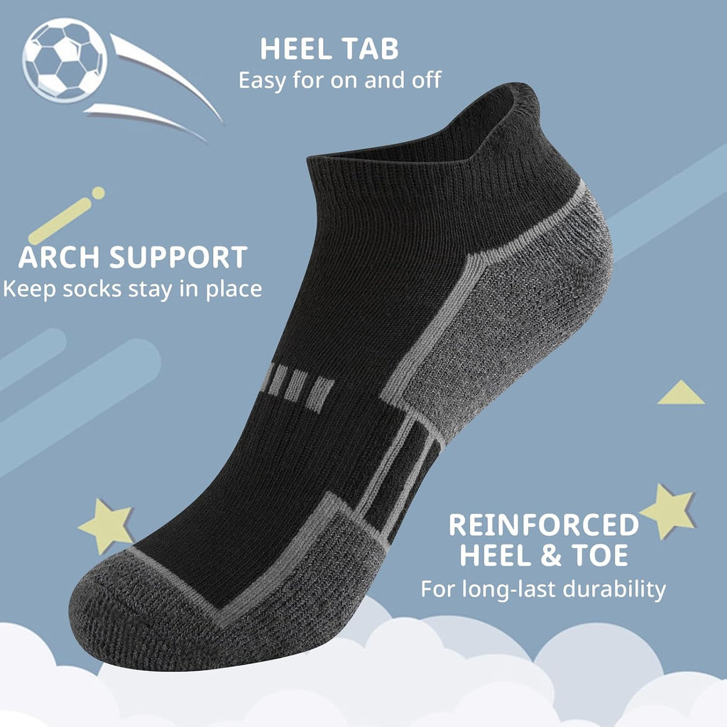 12 Pairs Boys Socks Ankle Low Cut Socks Athletic Half Cushioned Short Socks For Kids Old