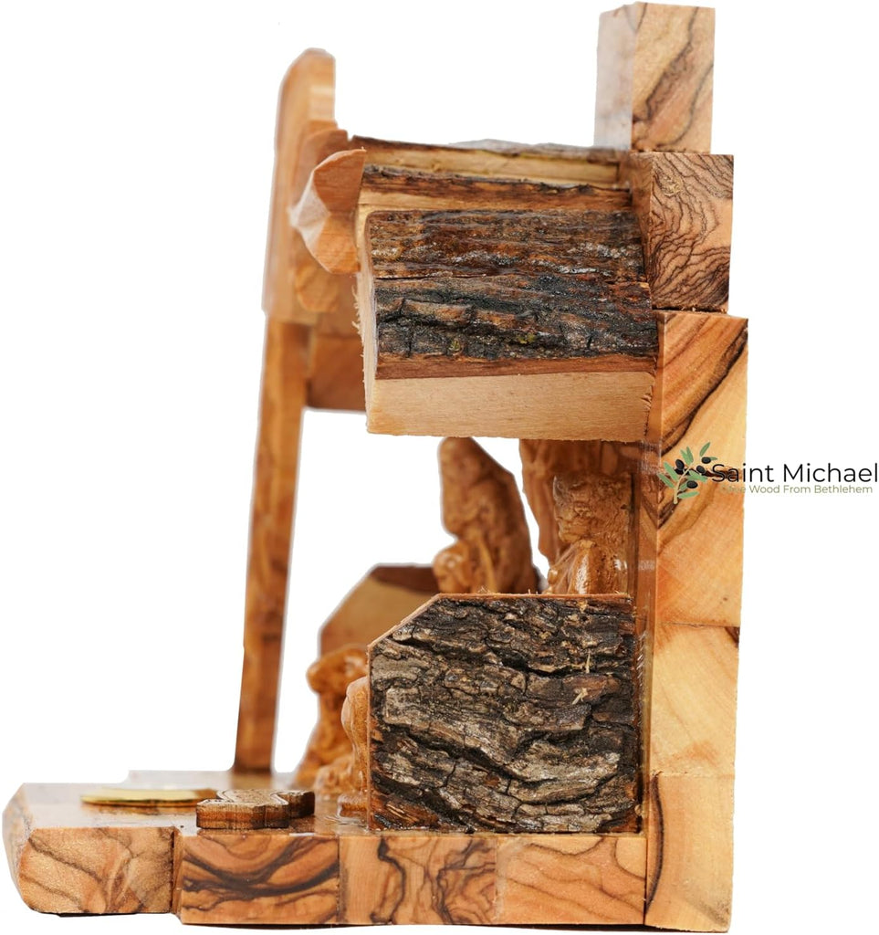 Nativity Set with Bark Roof